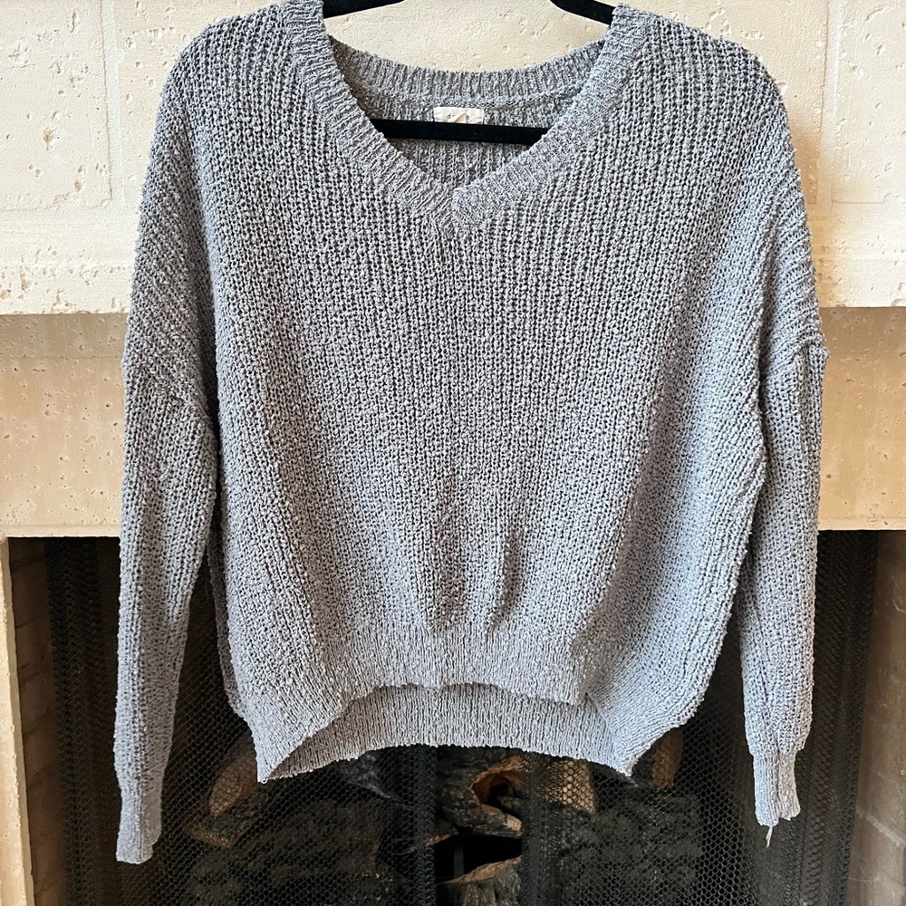 Gray v-neck sweater